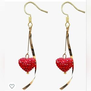 Red heart dangle earrings